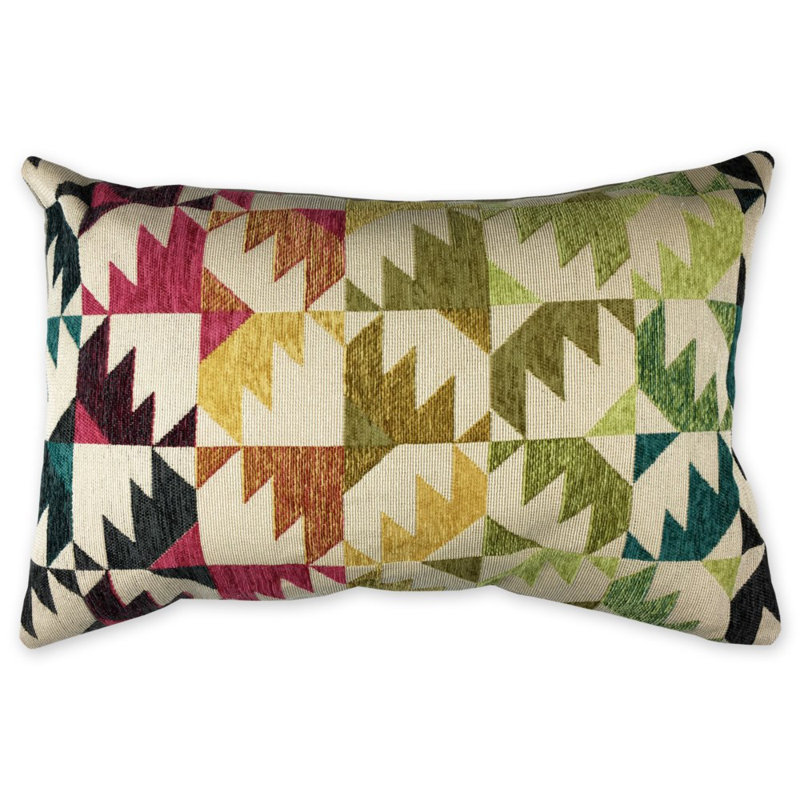 Embroidered Feather Linen Reversible Throw Pillow