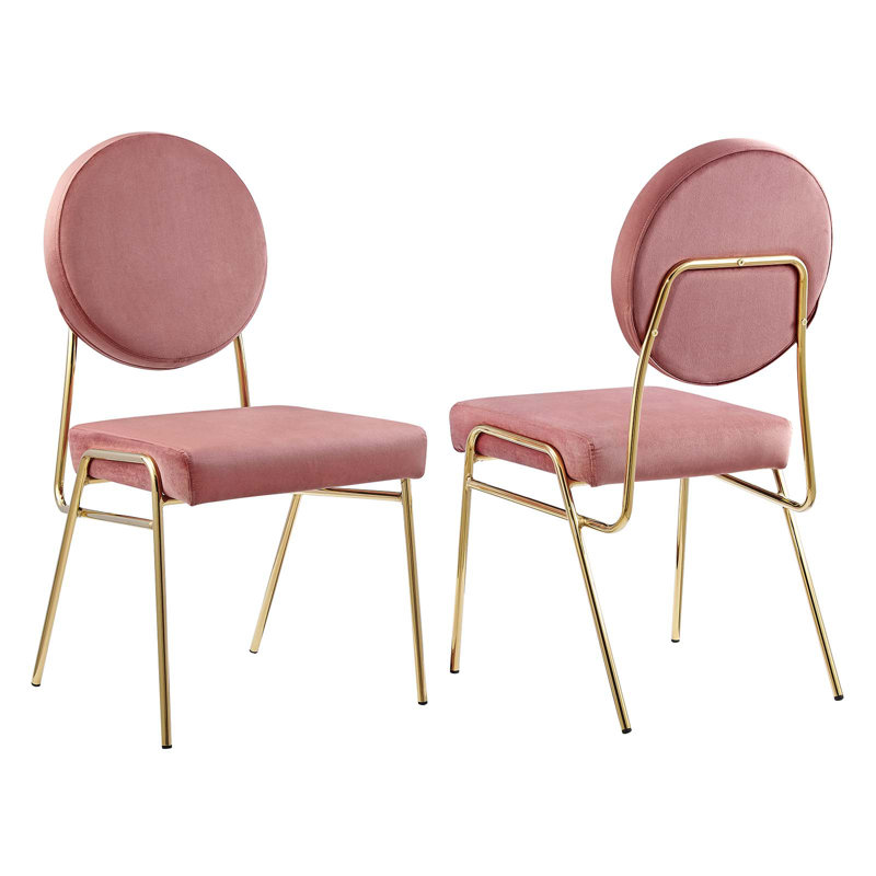 Modway Craft Performance Dining Side Chairs, Gold, Velvet Gray, 2