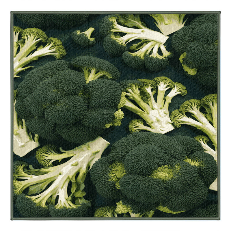  Tapis lavable avec légumes Romanesco, Carré 3 pi