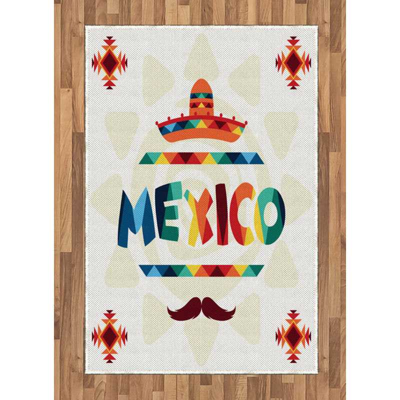 Tapis décoratif mexicain à haute densité en fibres longues, Rectangle— 4 pi x 5 pi 8 po