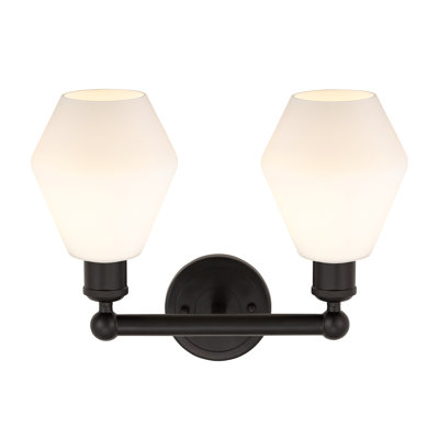 Gabbie 15" W 2-Light Steel and Glass Vanity Light