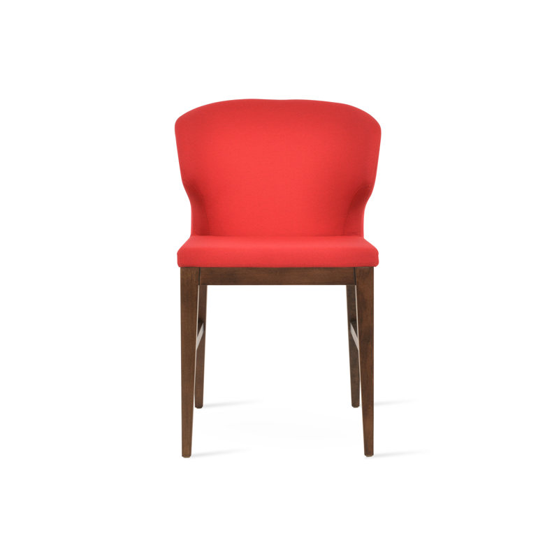 Chaise d'appoint en bois Amed Stretchers, Tissu rouge