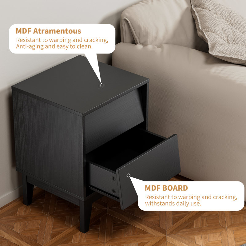 2 Set Nightstands, Black 1
