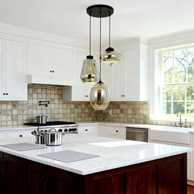 3 - Light Dimmable Glass Chandelier