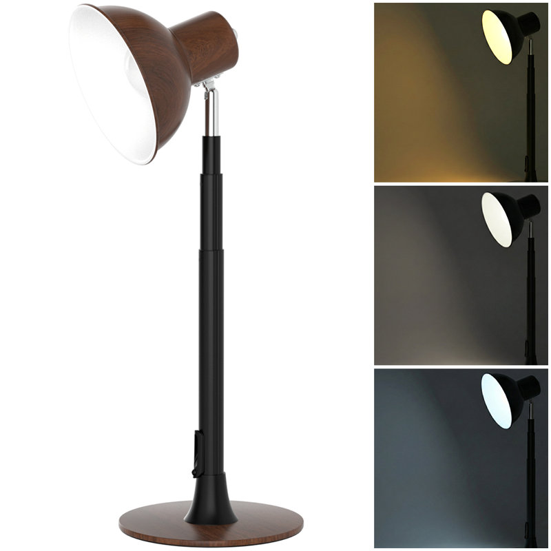57 In. Dimmable LED Floor Lamp, Adjustable Height Reading Floor Lamp, Walnut