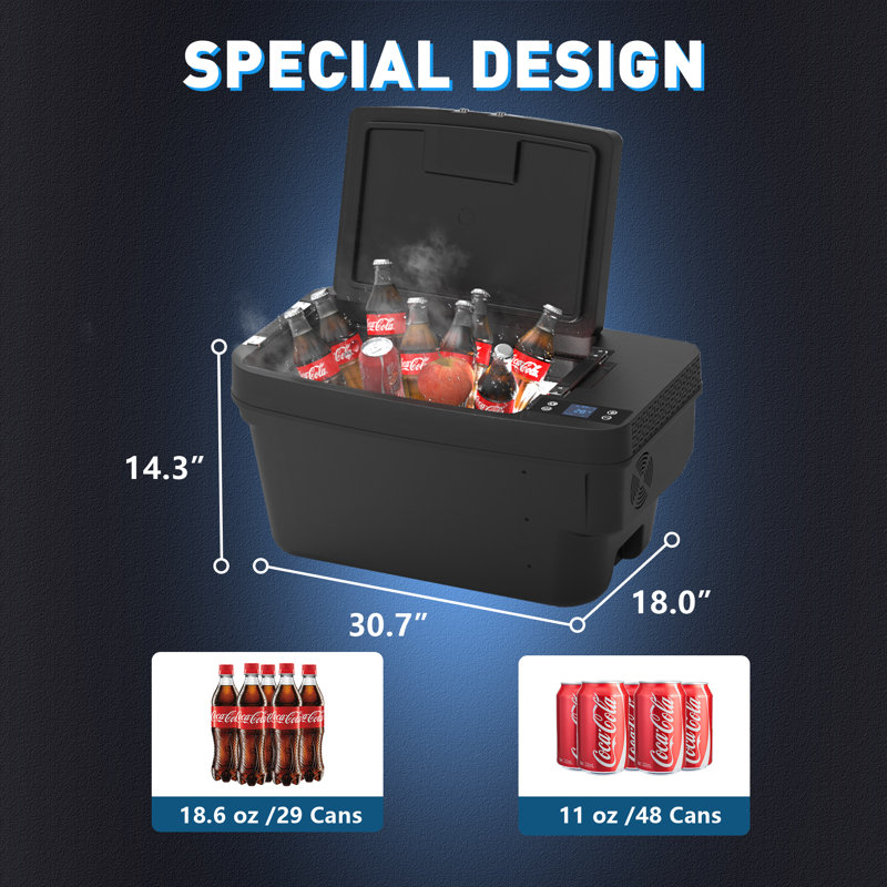 Chery 35Qt Black Portable Car Cooler with Smart App Control