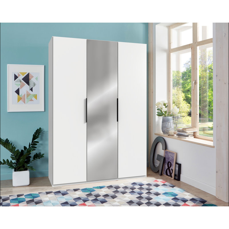 Guardino 3 Door Wardrobe, White, 216cm H x 150cm W x 58cm D