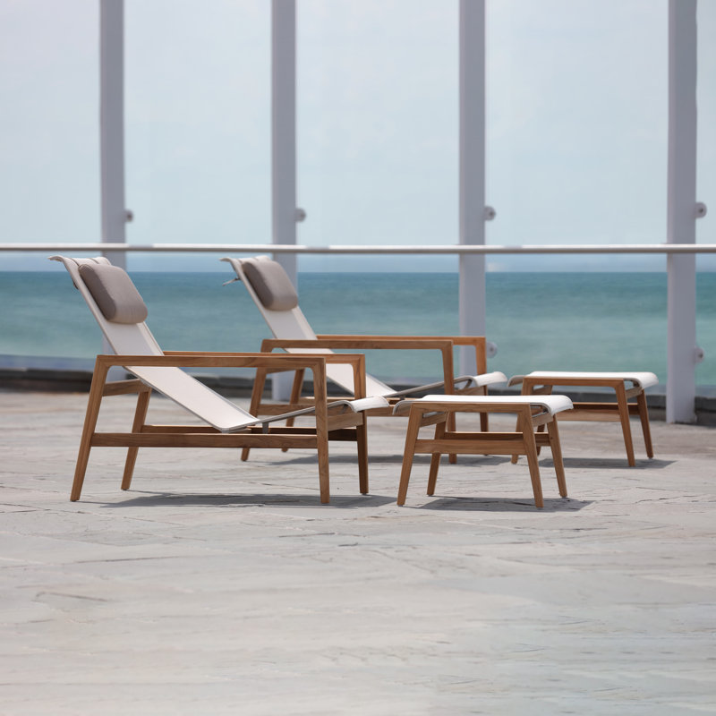 Coast Patio Ottoman, Natural Teak/Canvas Sling