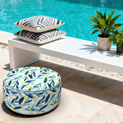 Repose-pieds d'extérieur gonflable avec repose-pieds de 21 po x 21 po x 17 po avec repose-pieds, pouf portatif pour patio, jardin, camping et intérieur - Toucan Paradise noir