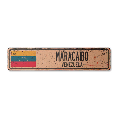 Maracaibo Ve Street Sign Heavy Duty Plastic 4" X 18"