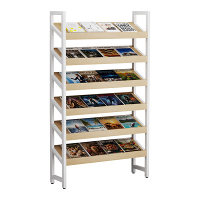 6-tier Free Standing Magazine Rack, Book Display Shelves