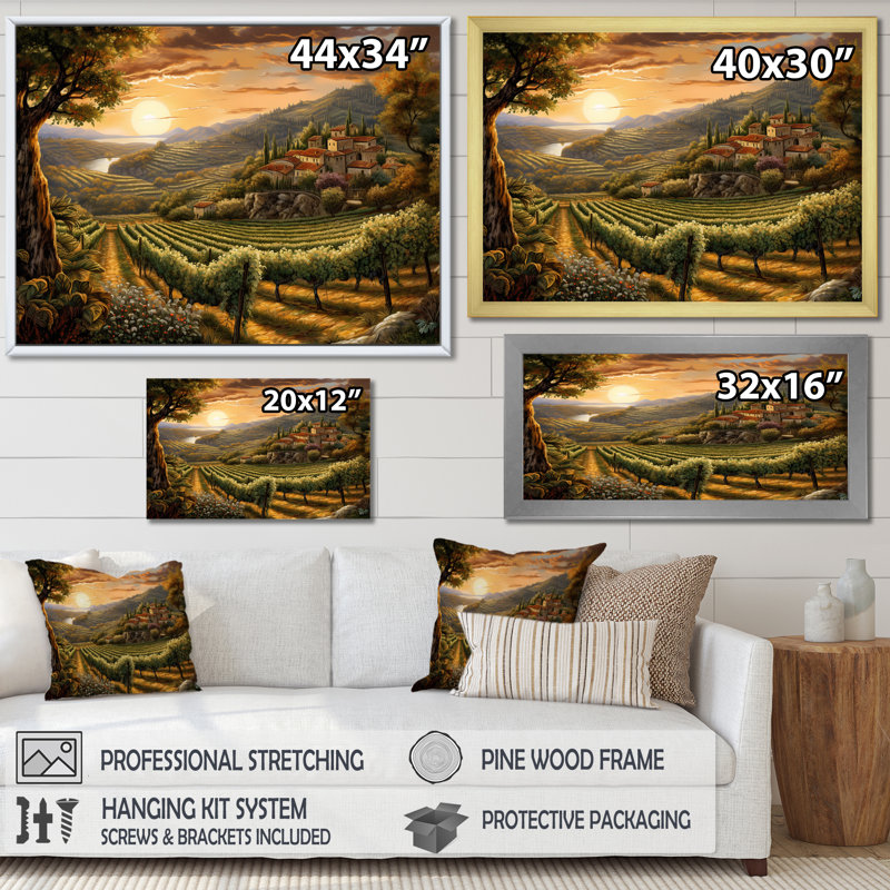 «Vineyard Charm», impression sur toile encadrée, Toile tendue, H 24 po x l 32 po x P 1 po