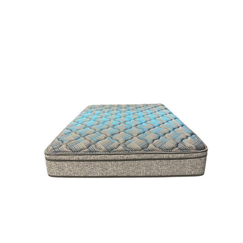 Matelas à plateau-coussin 10 po gris et bleu avec mousse moyenne pour un sommeil profond, Twin XL