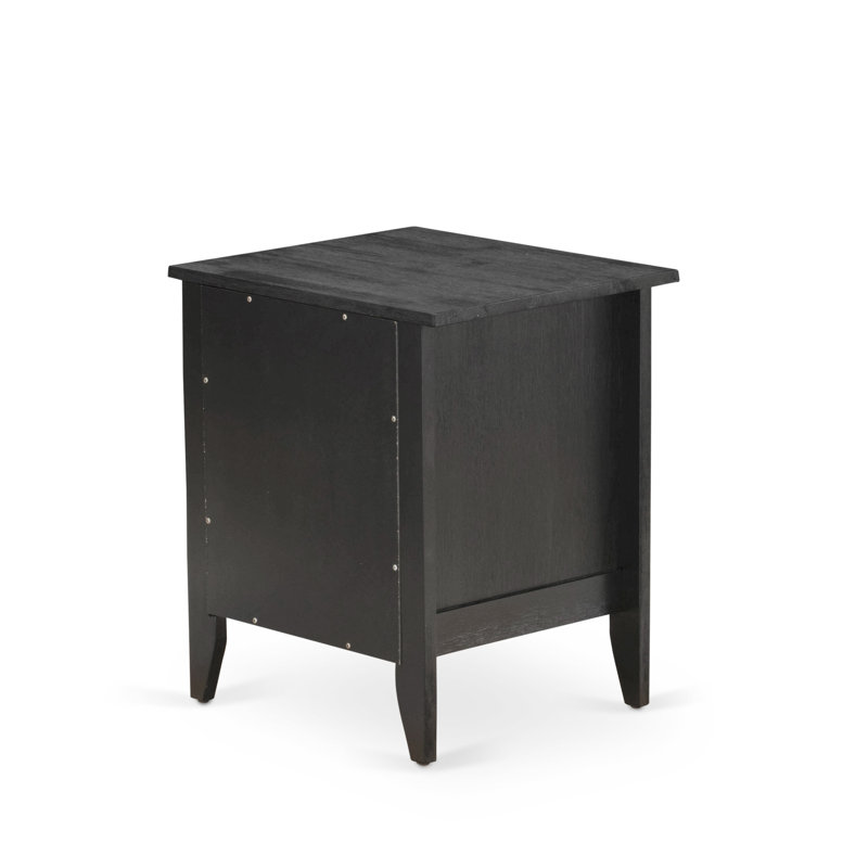 Table de chevet Gallatin - Table de chevet rectangulaire avec tiroir pour chambre à coucher, noir brossé, Noir