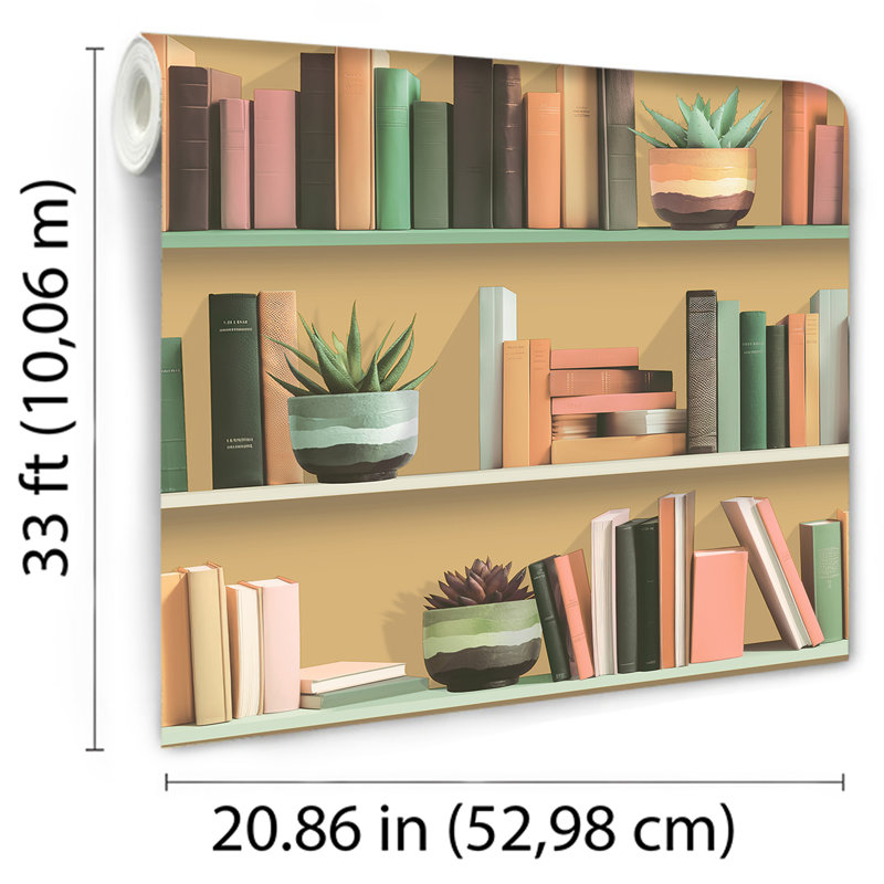 Papier peint moderne avec bibliothèque, Yellow