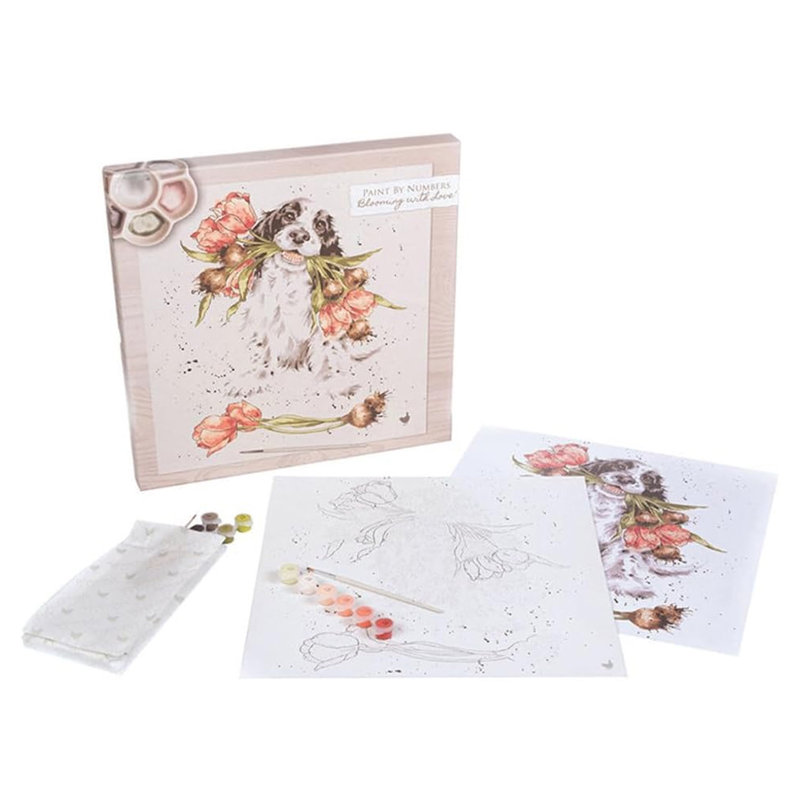 Wrendale Designs 'Blooming with Love' Spaniel Paint by Numbers Kit - 40 x 40cm