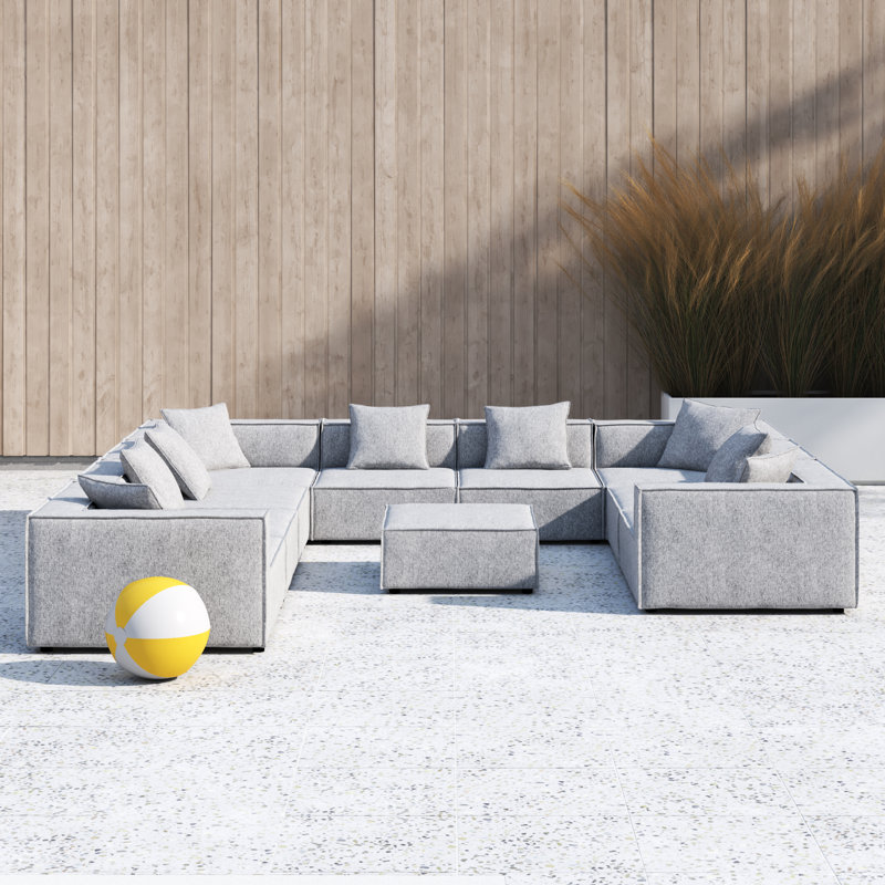 Canapé modulaire rembourré pour l'extérieur Saybrook, Gris