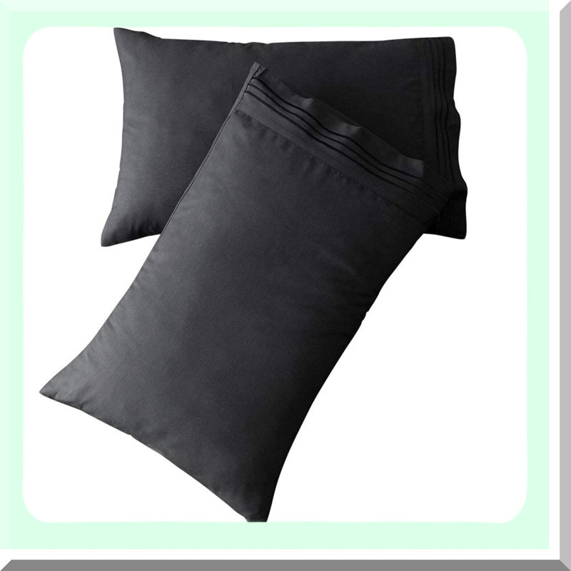 Black Diamond Luxe Pillowcase Set - Premium Brushed Microfiber 1800 Bedding - Wrinkle Resistant - 2 Standard Pillowcases - Luxury Sleep Essentials