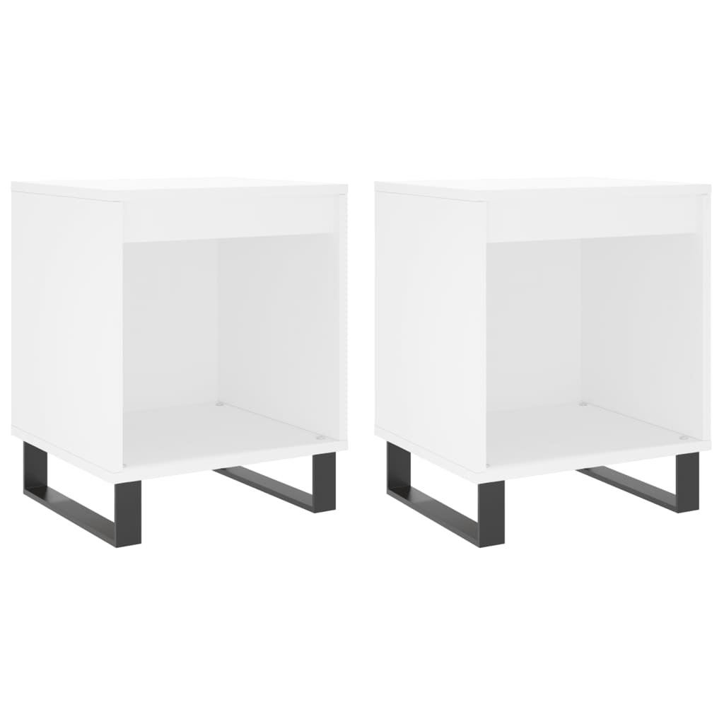 Vidaxl Bedside Cabinets 2 Pcs High Gloss White 40X35x50 Cm Engineered Wood