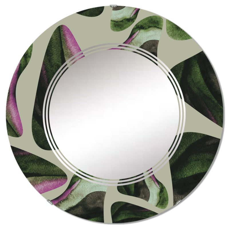Abstrait éléments vert foncé I - miroir mural moderne, 24 po x 24 po