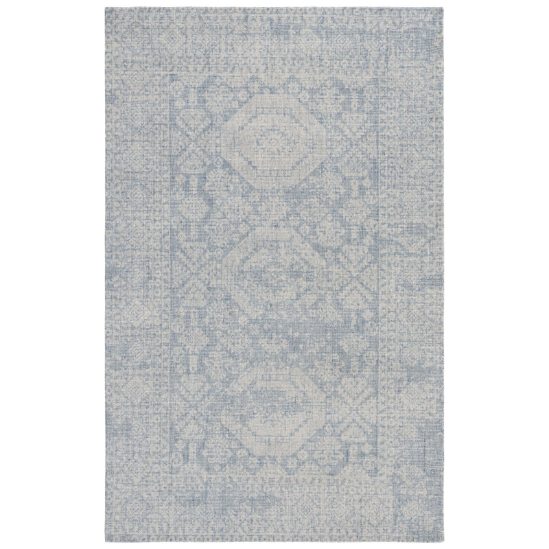 Allegresse Hand Loomed Wool/Cotton Oriental Rug in Blue, Round 6'