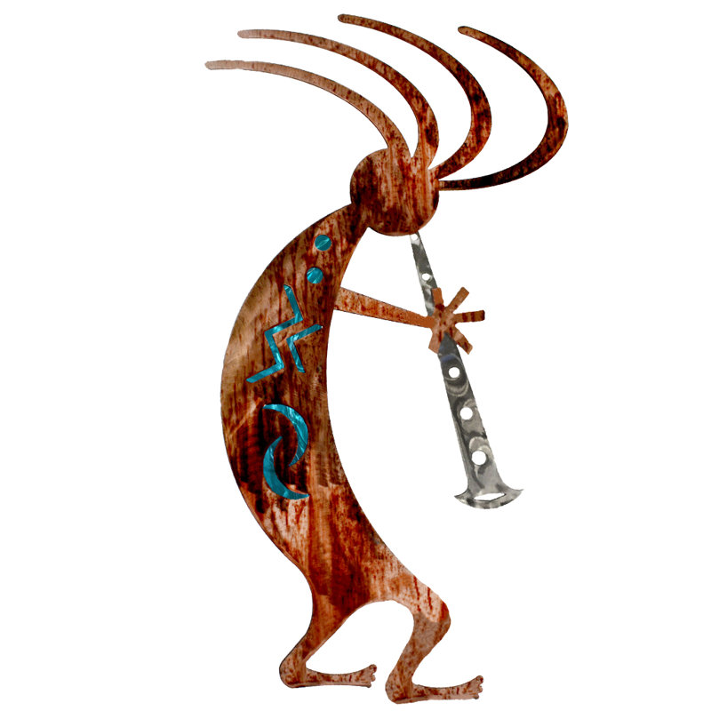 Décoration en métal Kokopelli Dancer, Sarcelle