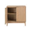2 Door Fluted Storage Cabinet With Elegant Brass Handles, Perfect For Mid-Century Modern Interiors And Versatile Use