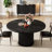47.24" Modern Fluted Black Round Dining Table With Metal Base For 4-6 People