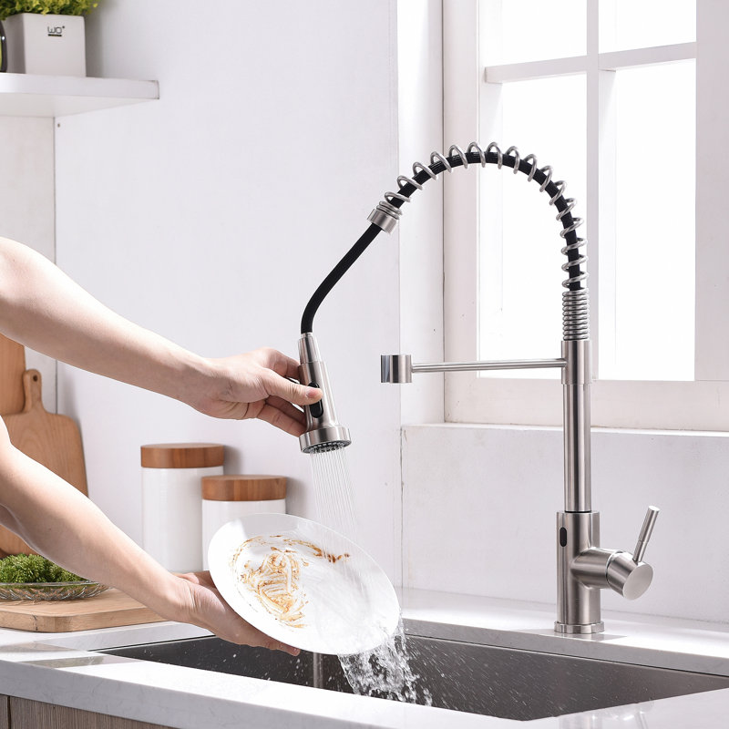 Fapully Pull Down Touchless Kitchen Faucet, Brushed Nickel