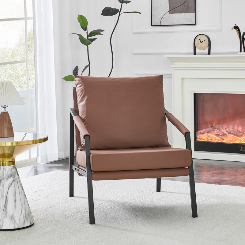 Chaise longue en similicuir avec structure en métal robuste, Brown