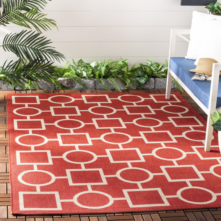 Arneshia Geometric Red/Bone Area Rug