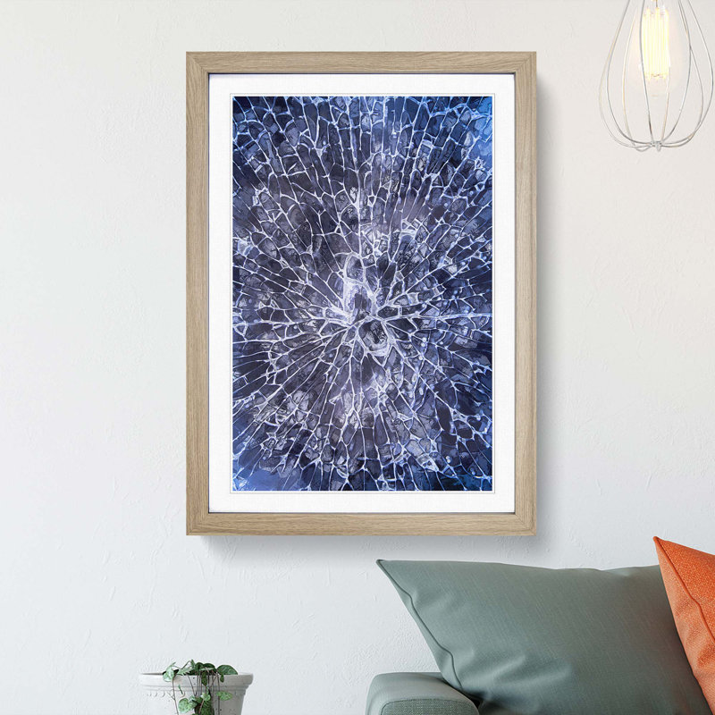 Cracked Moment in Abstract - Picture Frame Graphic Art Print, 36cm H x 27cm W x 2cm D, Oak Framed