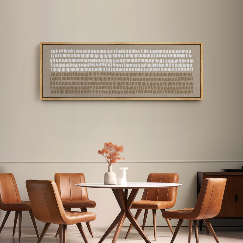 Art moderne moderne avec lignes texturées, H 20 po x l 60 po, Naturel