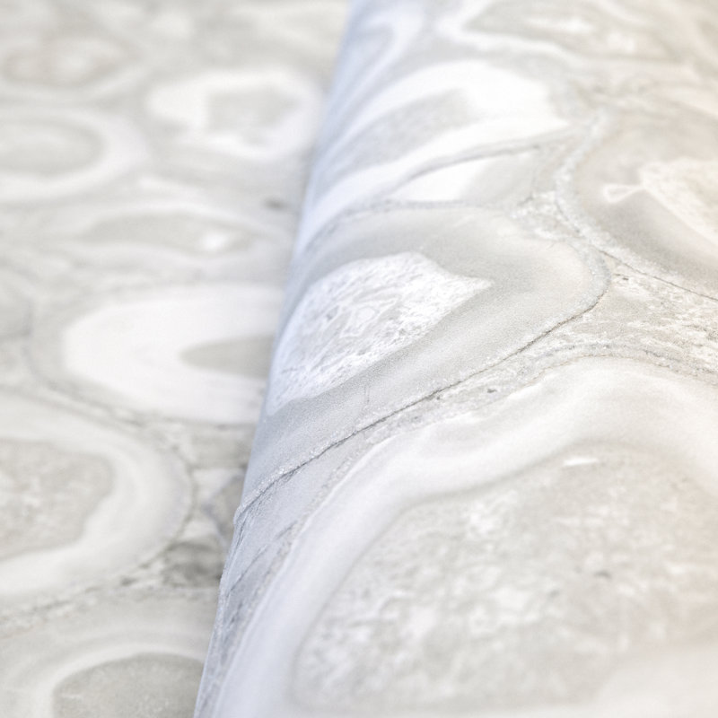 Chelchowska Pepper Collection Glass Bead Finish Geometric Filo Stone 10.05m x 70cm Wallpaper Roll, White