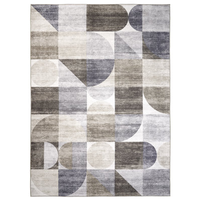 Naya Beige Brown Gray Machine Washable Indoor/Outdoor Rugs