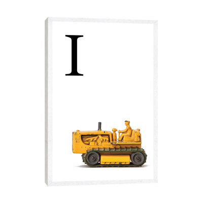 I Bulldozer Yellow White Letter - Print on Canvas