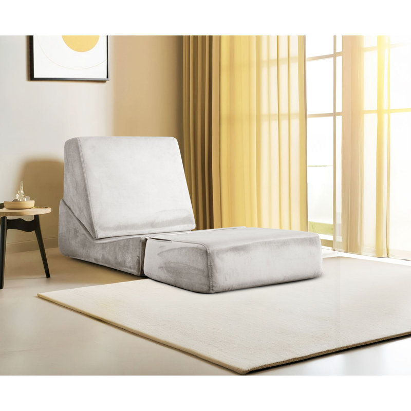 Canapé-lit 1 place polyvalent, couleur crème, 27,6 po x 39,4 po x 27,6 po | Tissu 100% polyester, 28 mousses en tissu synthétique | Coussins convertibles pour s'asseoir et le dossier, faciles à nettoyer, sans cadre, parfaits pour les petits espaces et les chambres d'amis