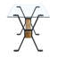 Table spacieuse en verre trempé de 79 po x 31,5 po avec pieds en métal en forme de X et 8 chaises confortables en techno-tissu pour un repas élégant-733503467