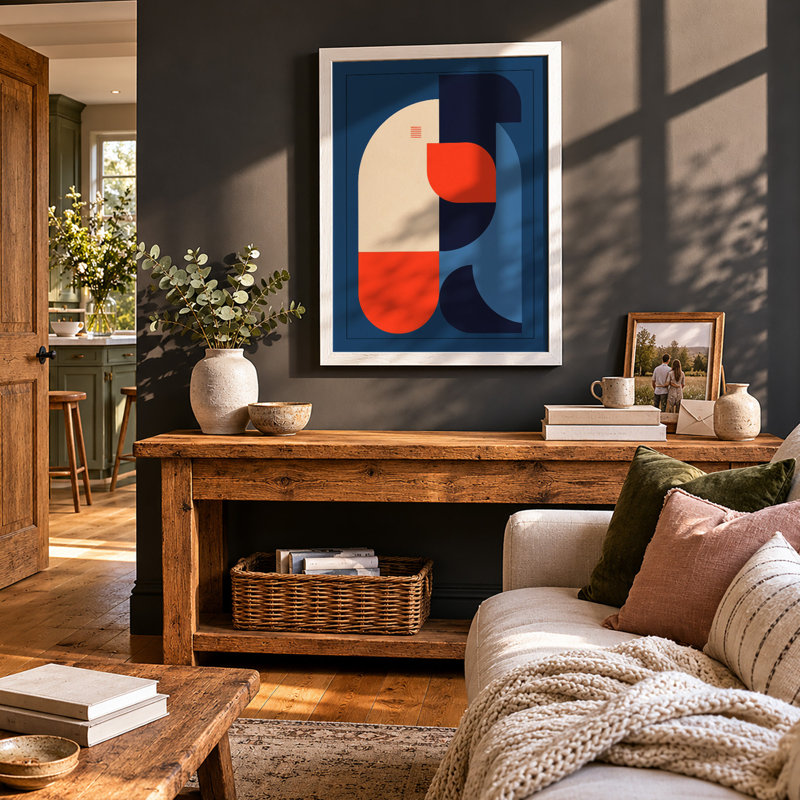 Profile Geometric - Framed Print, A1 - 84.1 x 59.4 cm, White