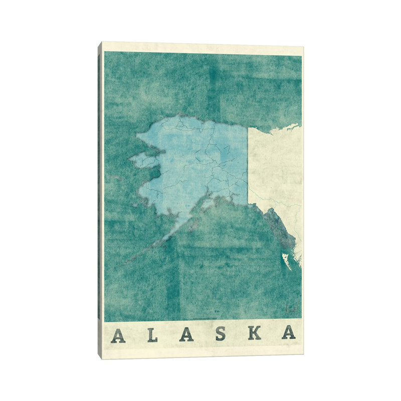 Alaska Map by Hubert Roguski - Wrapped Canvas Print, 66.04 cm H x 45.72 cm W x 1.91 cm D