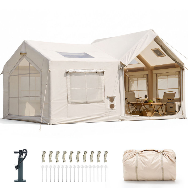 Tente de chalet gonflable Glamping, tente gonflable facile à installer avec pompe à main, abri de camping extérieur 4 saisons imperméable