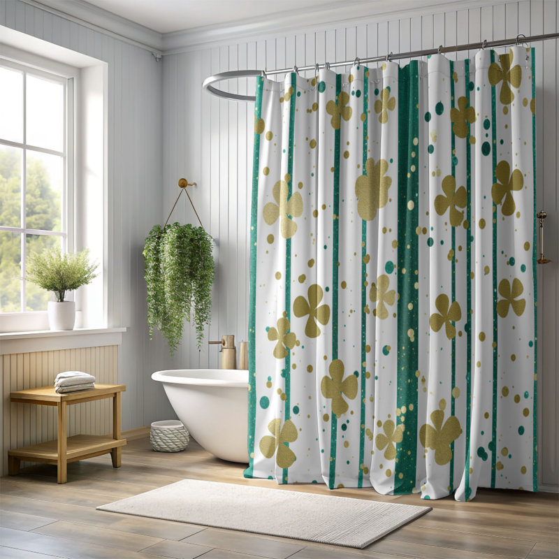Sparkly Clover - Premium Shower Curtain, 74"H x 71"W