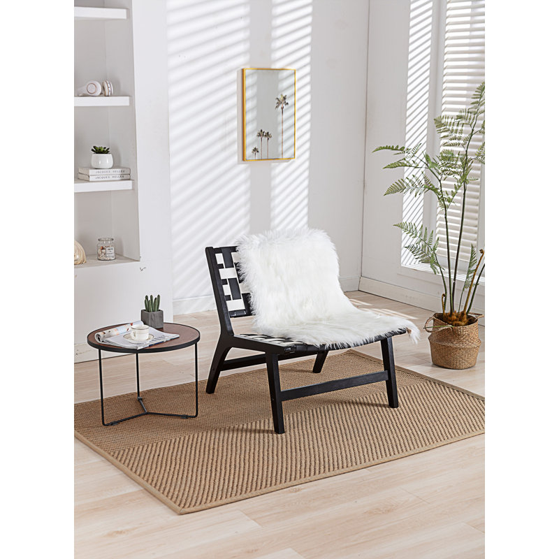Chaise d'appoint large Drumack 26,18 po, Similicuir noir / blanc, Noir