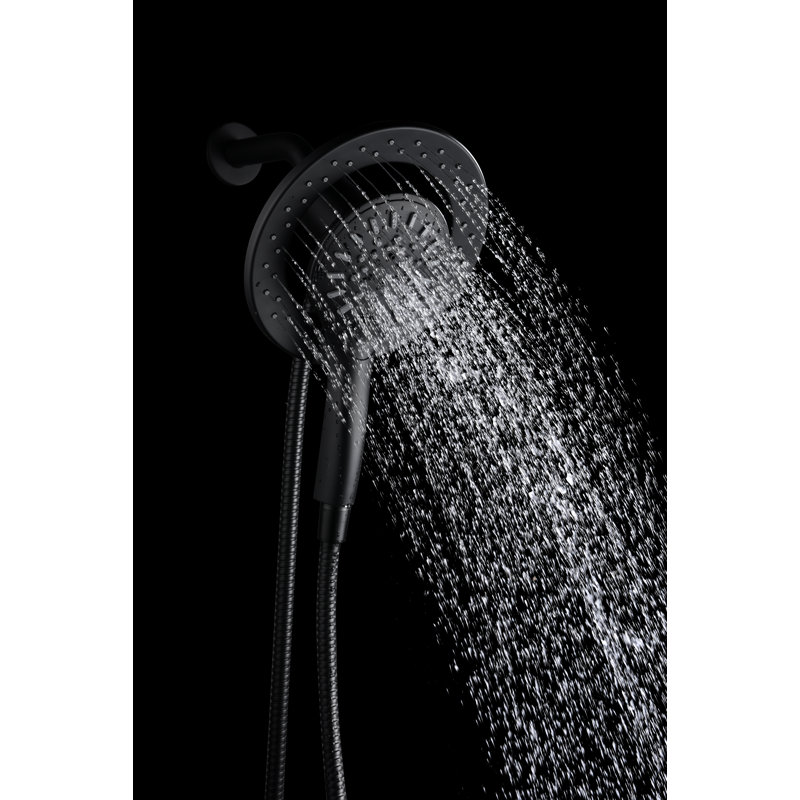 Pomme de douche à fixation murale double fixe et magnétique Magnky Valkyrie, Noir mat