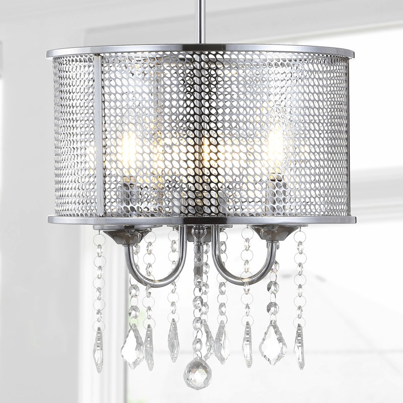 Luminaire suspendu tambour 4 lumières façon bougie Zeitz, H 13,75 po x l 13 po x P 13 po