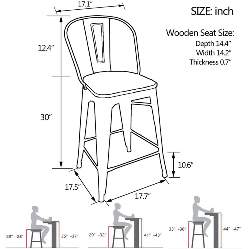 Tabouret de bar et de comptoir Rosenberry, Blanc cassé / blanc, Tabouret de bar (siège d’une hauteur de 30 po)