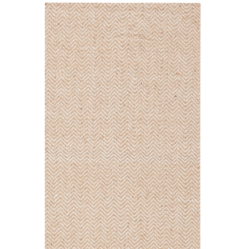 Gargano Natural Fiber Hand Loomed Jute/Cotton Chevron Rug in Beige, Rectangle 4' x 6'