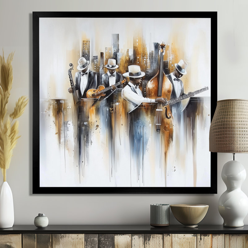 Abstrait Musiciens dans le studio III, Reproduction encadrée, H 30 po x l 30 po, Noir