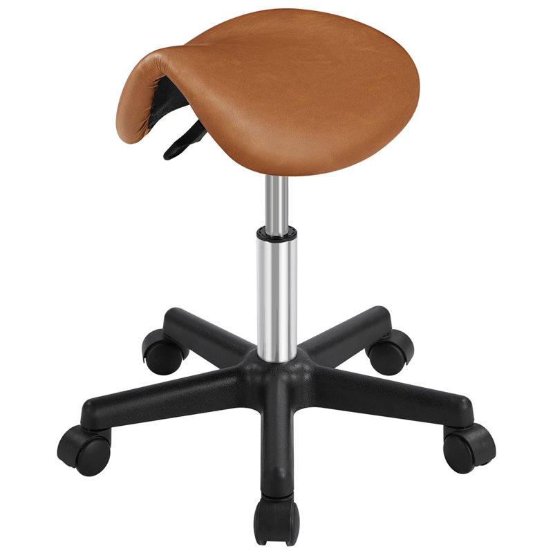 Adjustable Height Lab Stool Wheels, Brown