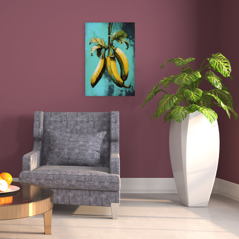 Affiche murale abstraite moderne et vintage représentant un paysage naturel de Banana Blues, H 24 po x l 16 po
